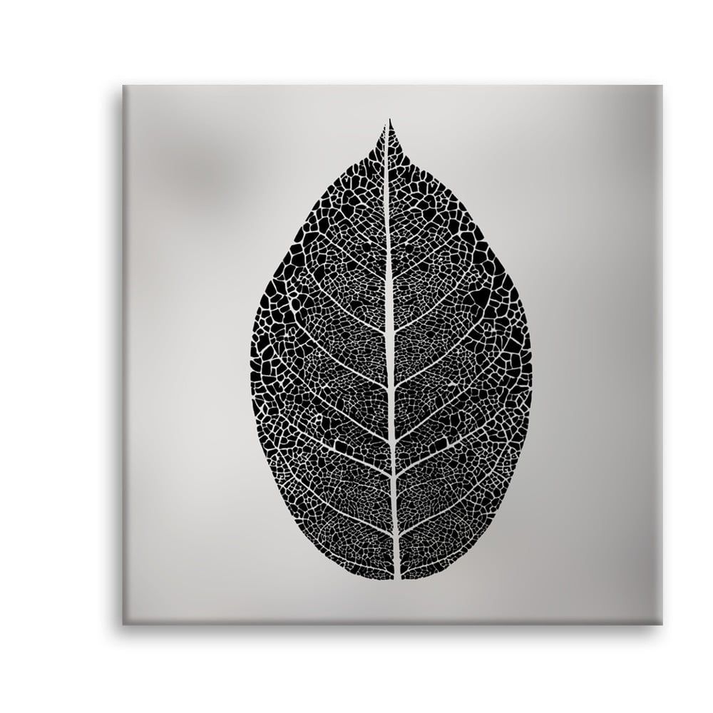 Obraz Styler Canvas Silver Uno Black Leaf, 65 × 65 cm - Bonami.sk