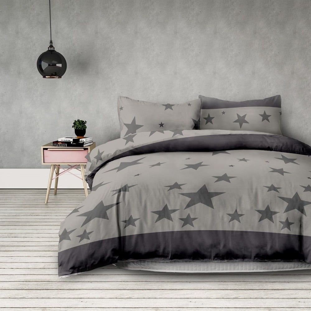 Sivé obliečky na dvojlôžko z mikrovlákna DecoKing Stardust, 200 × 220 cm - Bonami.sk