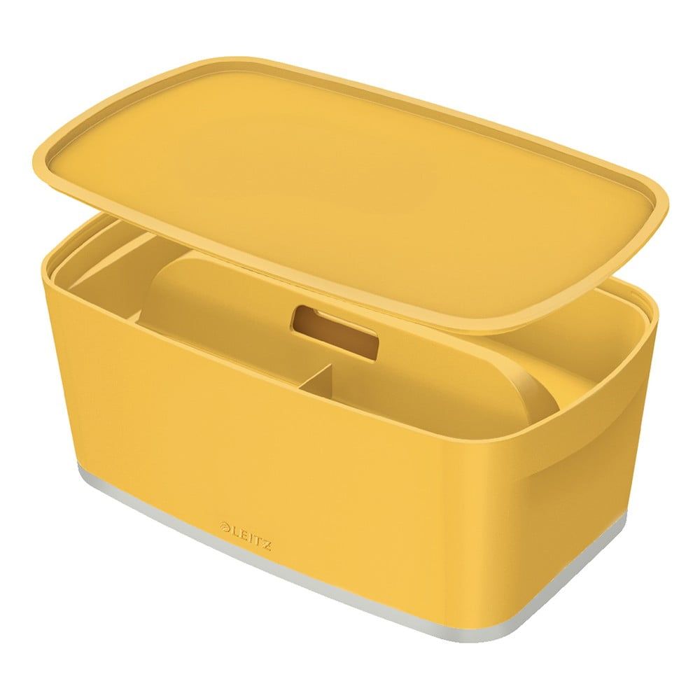 Žltá úložná škatuľa s vekom a organizérom Leitz Cosy, objem 5 l - Bonami.sk