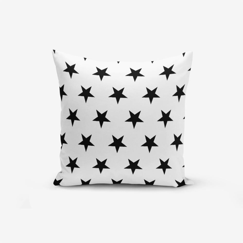 Čierno-biela obliečka na vankúš s prímesou bavlny Minimalist Cushion Covers Black Stars, 45 × 45 cm - Bonami.sk