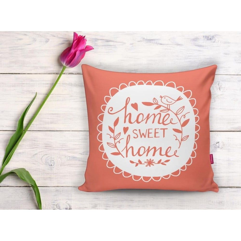 Oranžová obliečka na vankúš Minimalist Cushion Covers Home Sweet Home, 45 x 45 cm - Bonami.sk