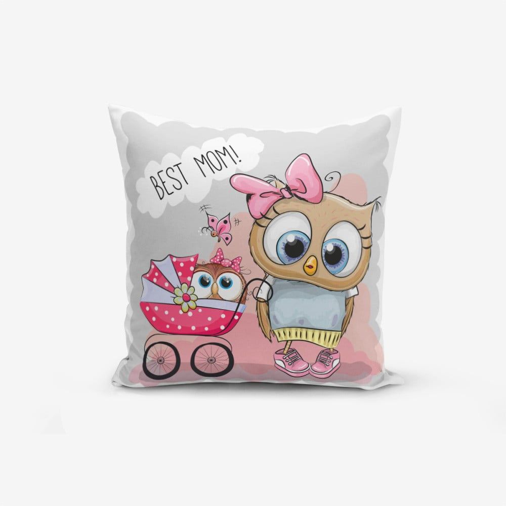 Obliečka na vaknúš s prímesou bavlny Minimalist Cushion Covers Best Mom Owl, 45 × 45 cm - Bonami.sk