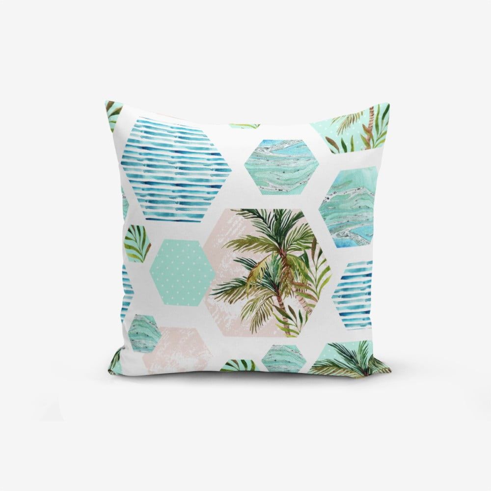 Obliečka na vankúš s prímesou bavlny Minimalist Cushion Covers Geometric Palm, 45 × 45 cm - Bonami.sk