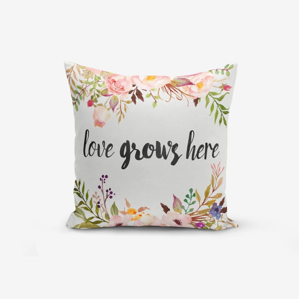 Obliečka na vankúš s prímesou bavlny Minimalist Cushion Covers Love Grows Here, 45 × 45 cm - Bonami.sk