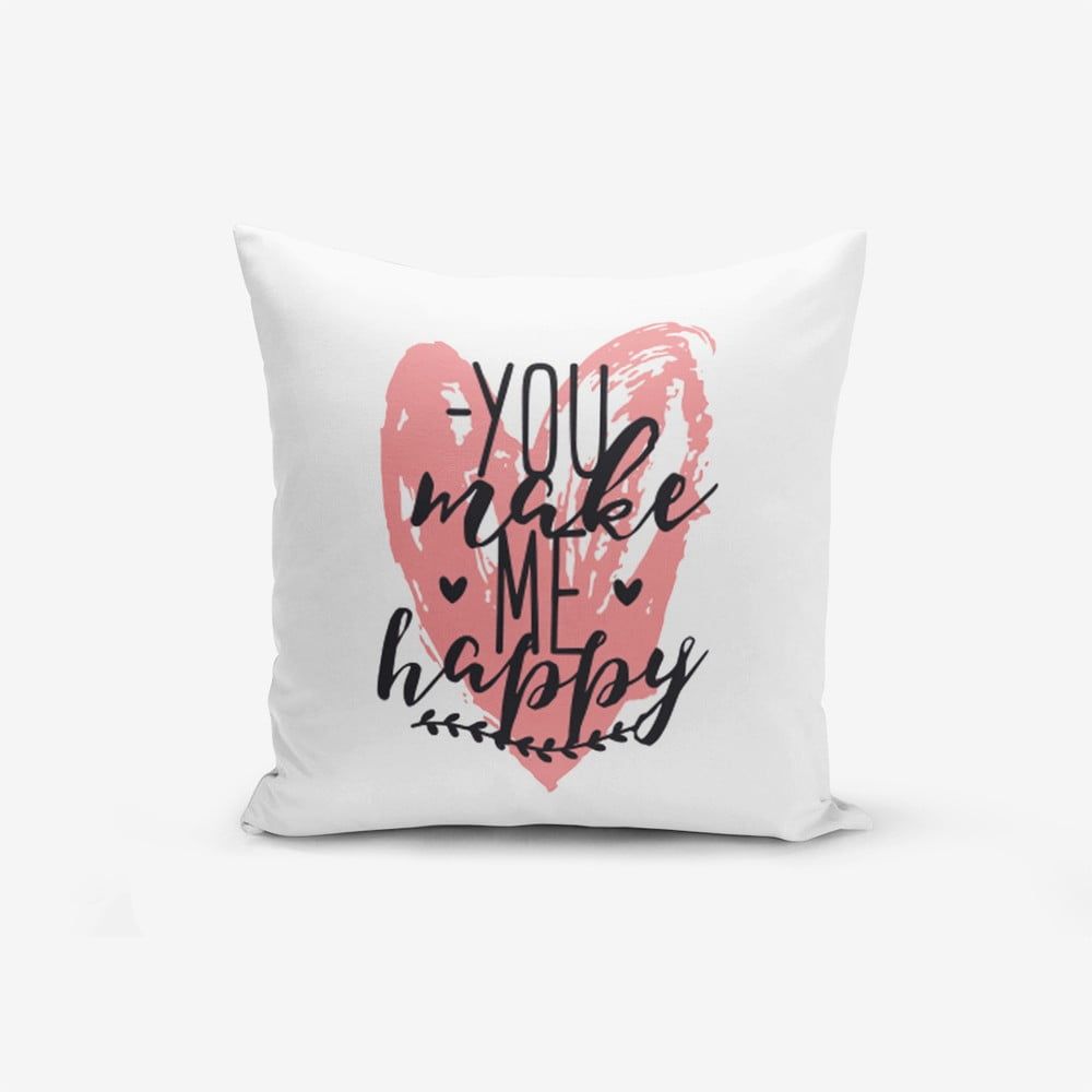 Obliečka na vankúš s prímesou bavlny Minimalist Cushion Covers You Make me Happy, 45 × 45 cm - Bonami.sk