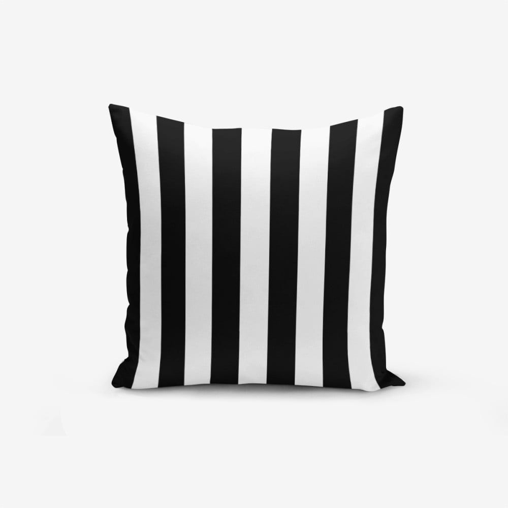 Čierno-biela obliečka na vankúš s prímesou bavlny Minimalist Cushion Covers Black White Striped, 45 × 45 cm - Bonami.sk