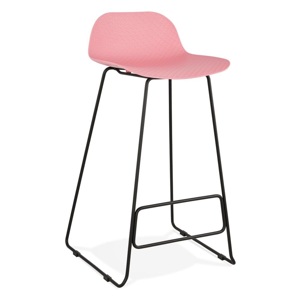 Ružová barová stolička s čiernymi nohami Kokoon Slade, výška sedu 76 cm - Bonami.sk