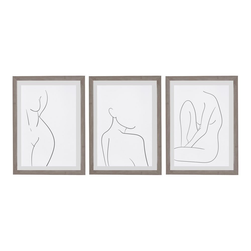 Súprava 3 nástenných obrazov v ráme Surdic Body Studies, 35 x 45 cm - Bonami.sk