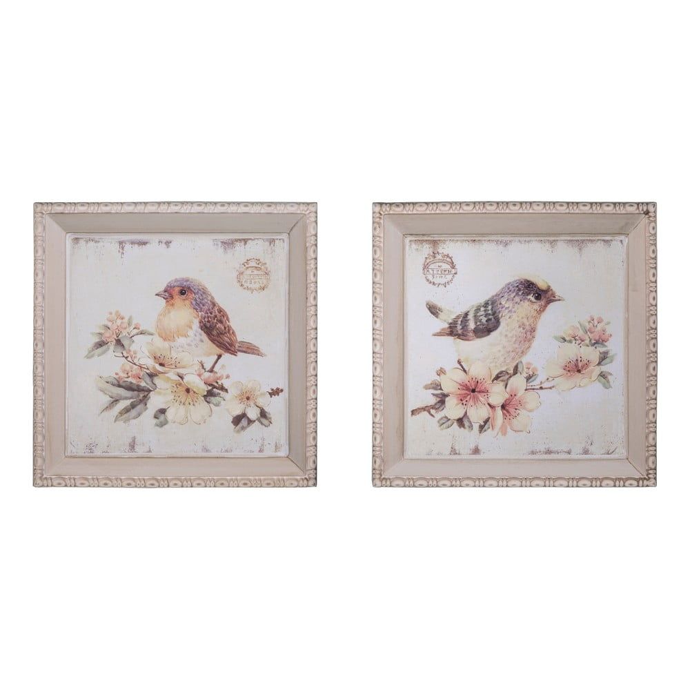 Set 2 ks obrázkov Antic Line Oiseaux, 27 x 27 cm - Bonami.sk