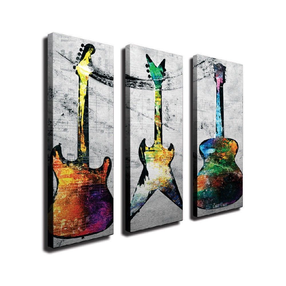 3-dielny nástenný obraz na plátne Guitars - Bonami.sk