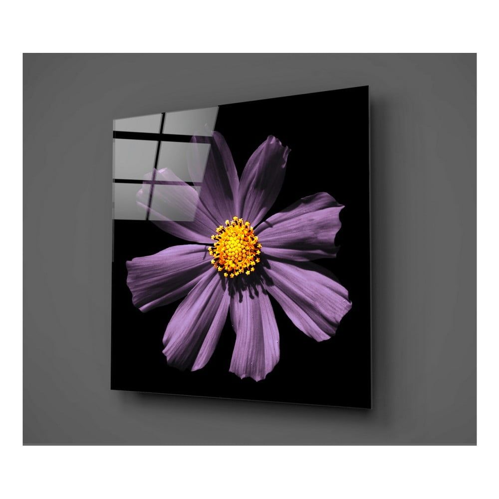 Čierno-fialový sklenený obraz Insigne Flowerina, 30 × 30 cm - Bonami.sk