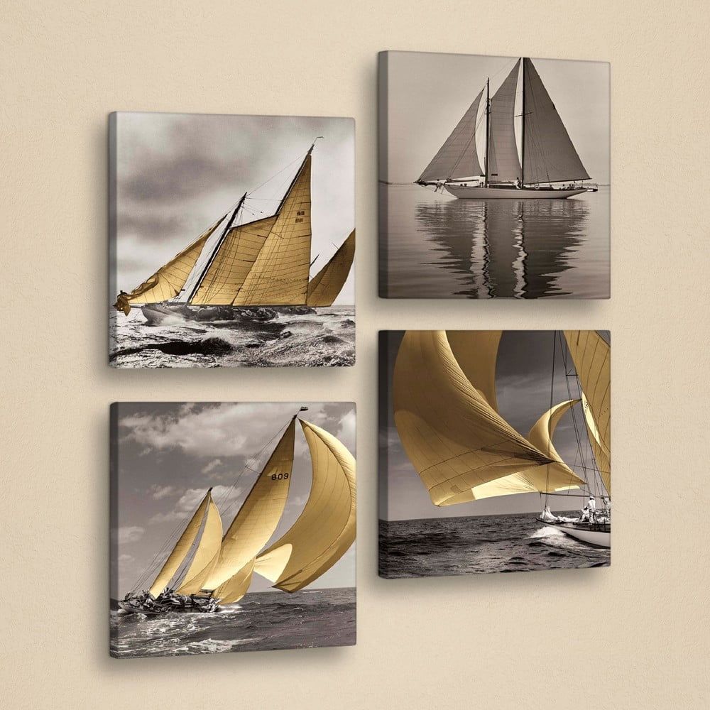 Dekoratívny viacdielny obraz Boats, 33 × 33 cm - Bonami.sk