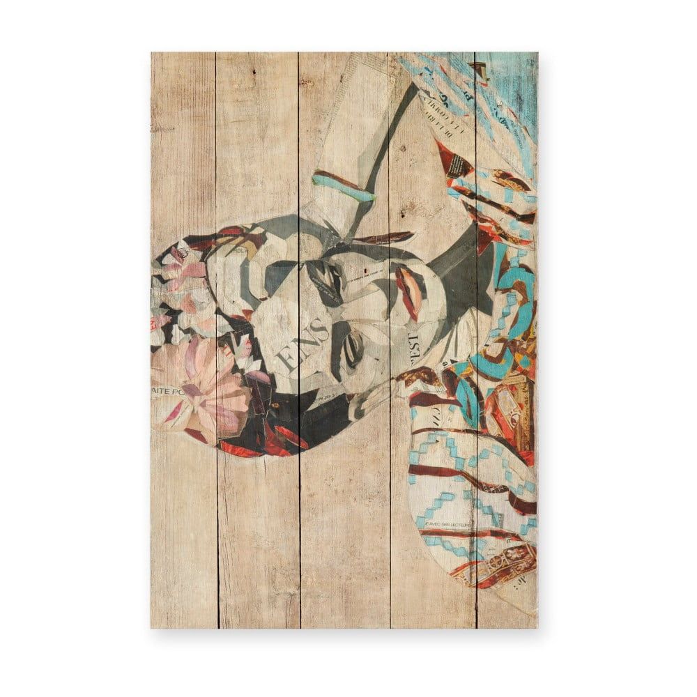 Nástenná ceduľa z borovicového dreva Madre Selva Collage of Frida, 40 × 60 cm - Bonami.sk