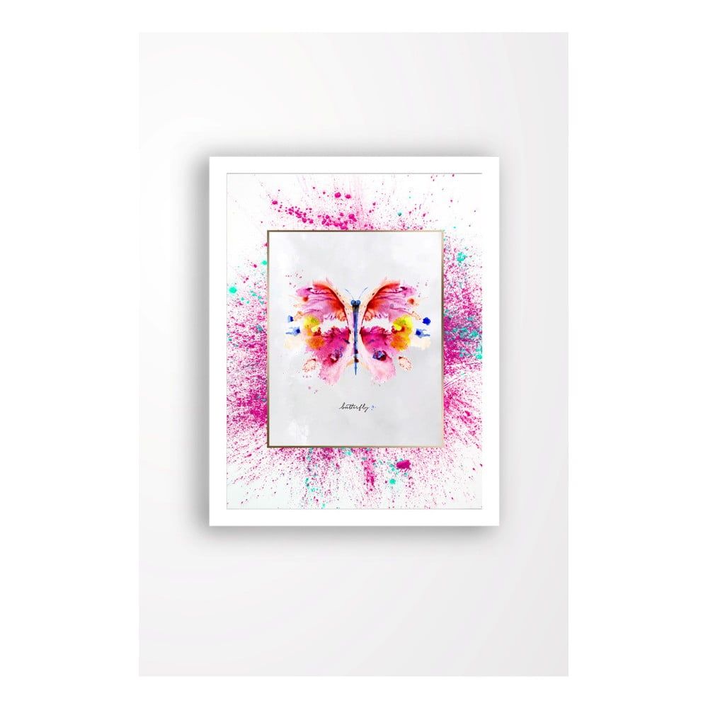 Nástenný obraz na plátne v bielom ráme Tablo Center Butterfly, 29 × 24 cm - Bonami.sk