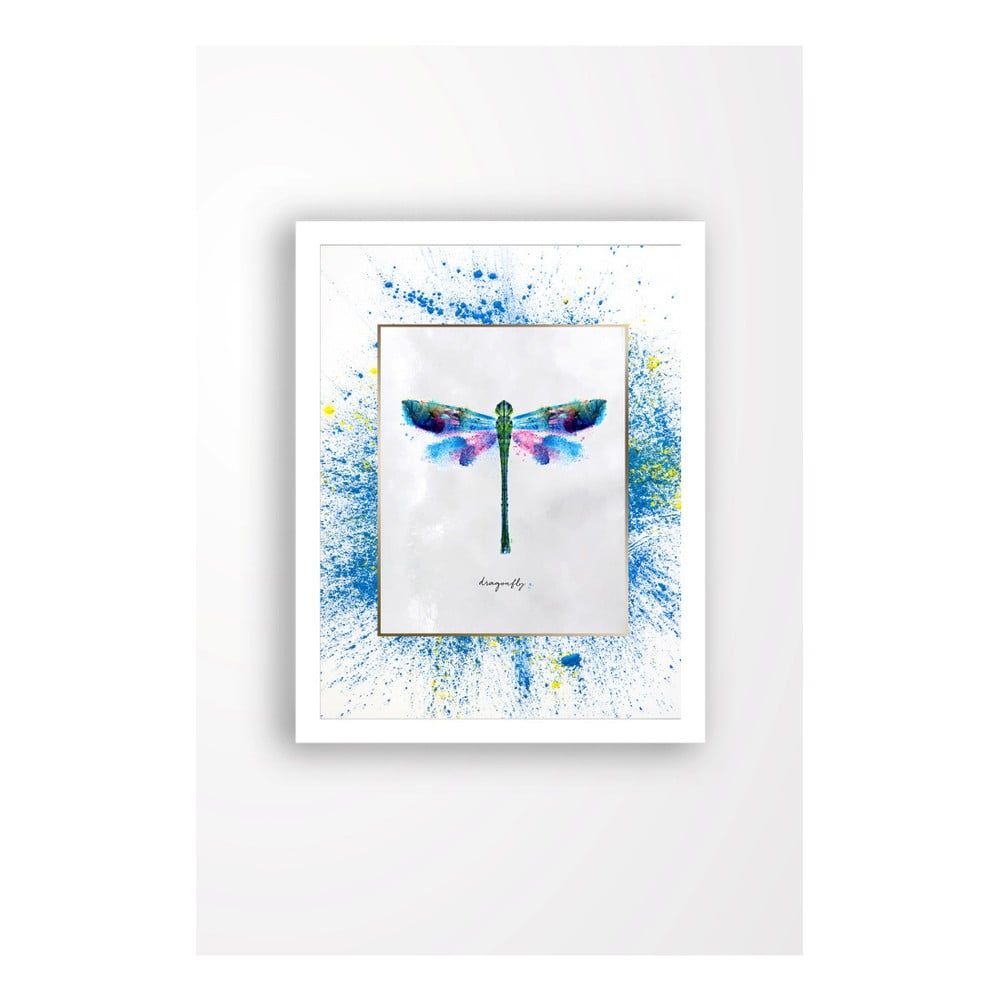Nástenný obraz na plátne v bielom ráme Tablo Center Dragonfly, 29 × 24 cm - Bonami.sk