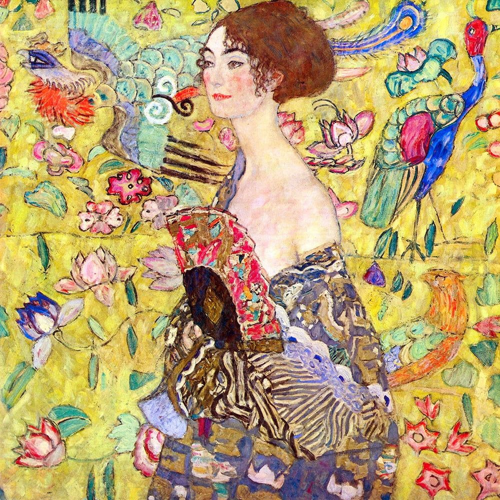 Reprodukcia obrazu Gustav Klimt Lady With Fan, 70 × 70 cm - Bonami.sk