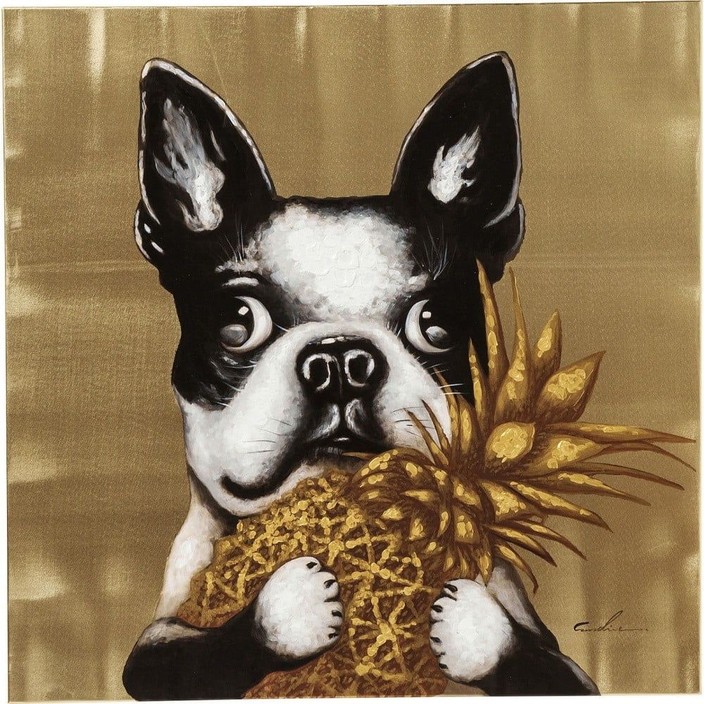 Obraz Kare Design Dog with Pineapple, 80 × 80 cm - Bonami.sk