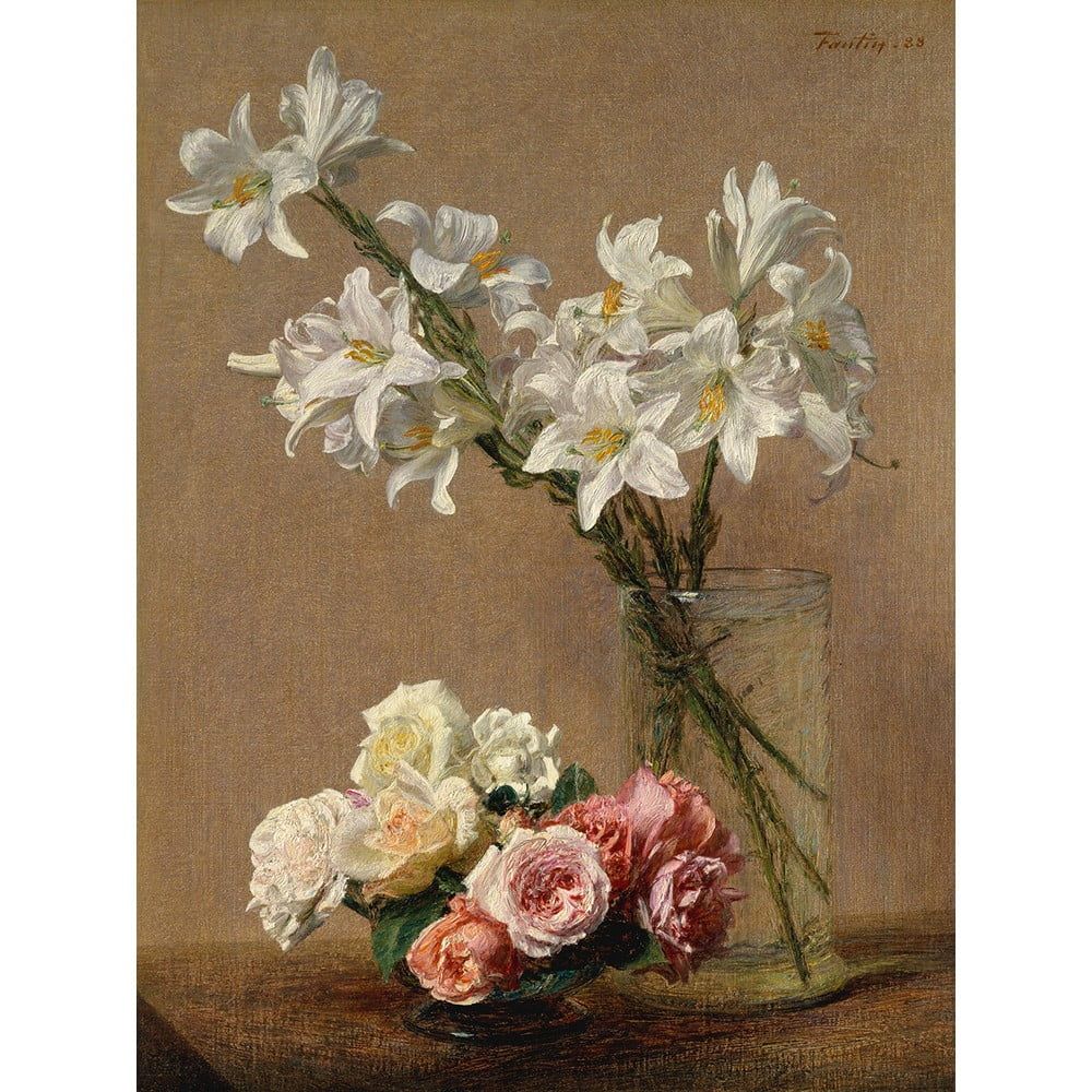 Reprodukcia obrazu Henri Fantin-Latour - Roses and Lilies, 45 × 60 cm - Bonami.sk