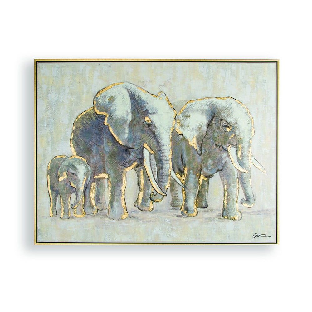 Ručne maľovaný obraz Graham & Brown Elephant Family, 80 × 60 cm - Bonami.sk