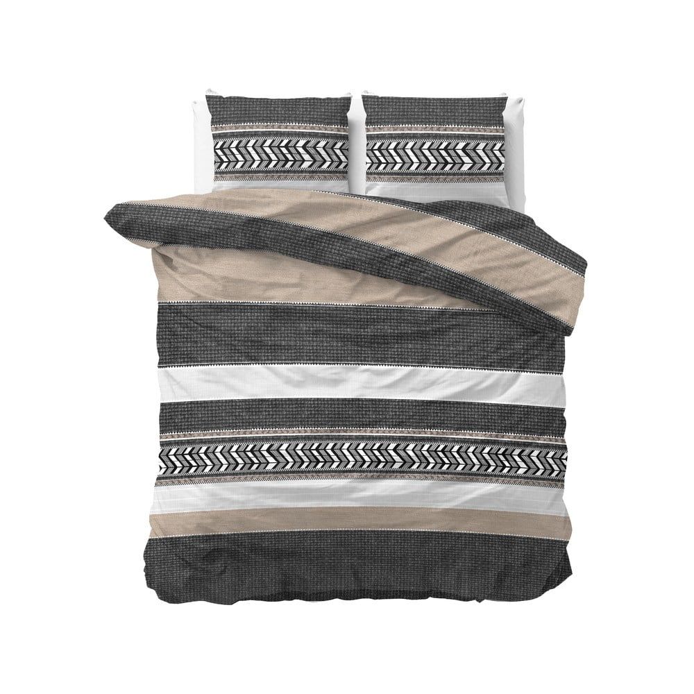 Sivé bavlnené obliečky na dvojlôžko Pure Cotton Northern Stripe, 200 x 200/220 cm - Bonami.sk