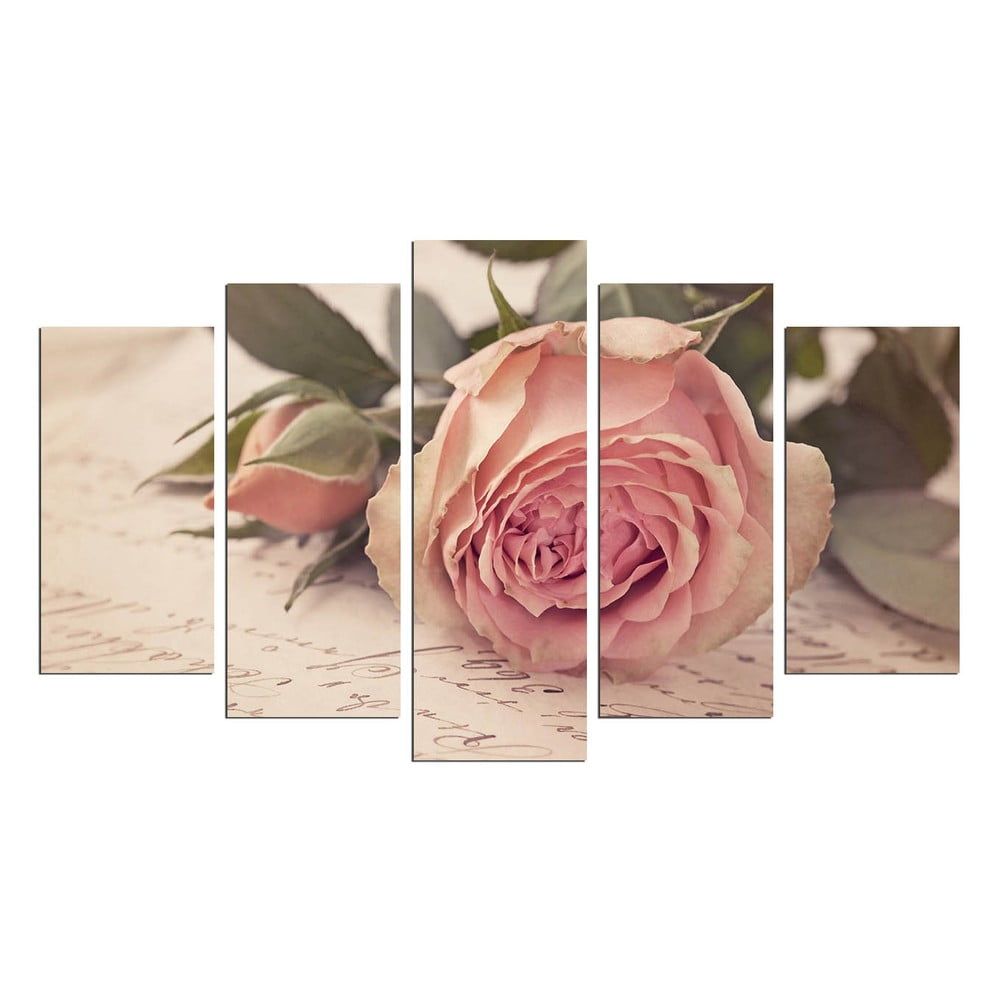 Viacdielny obraz Love Letter With A Rose, 110 × 60 cm - Bonami.sk
