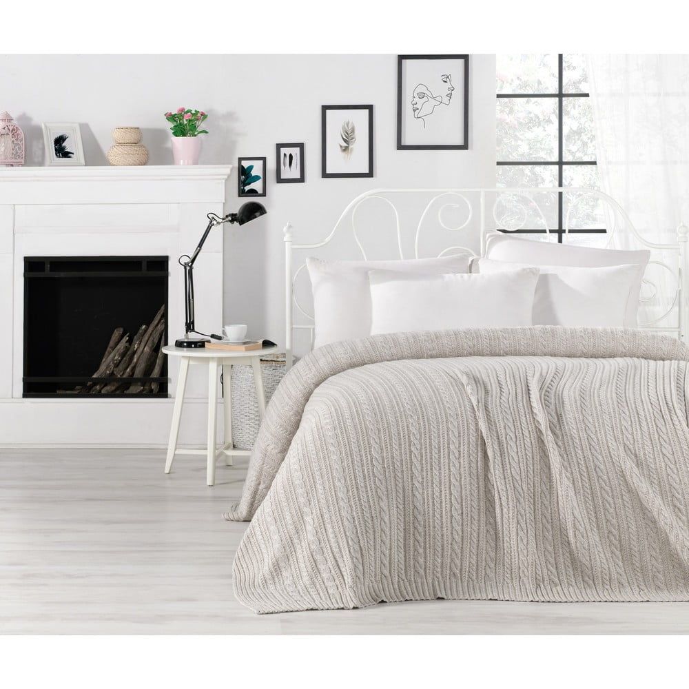 Sivobéžová prikrývka cez posteľ Camila, 220 x 240 cm - Bonami.sk