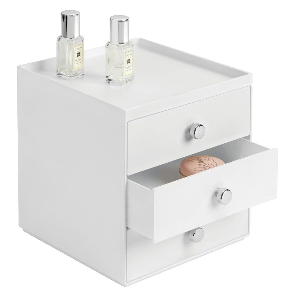 Biely úložný box s 3 zásuvkami InterDesign, výška 18 cm - Bonami.sk