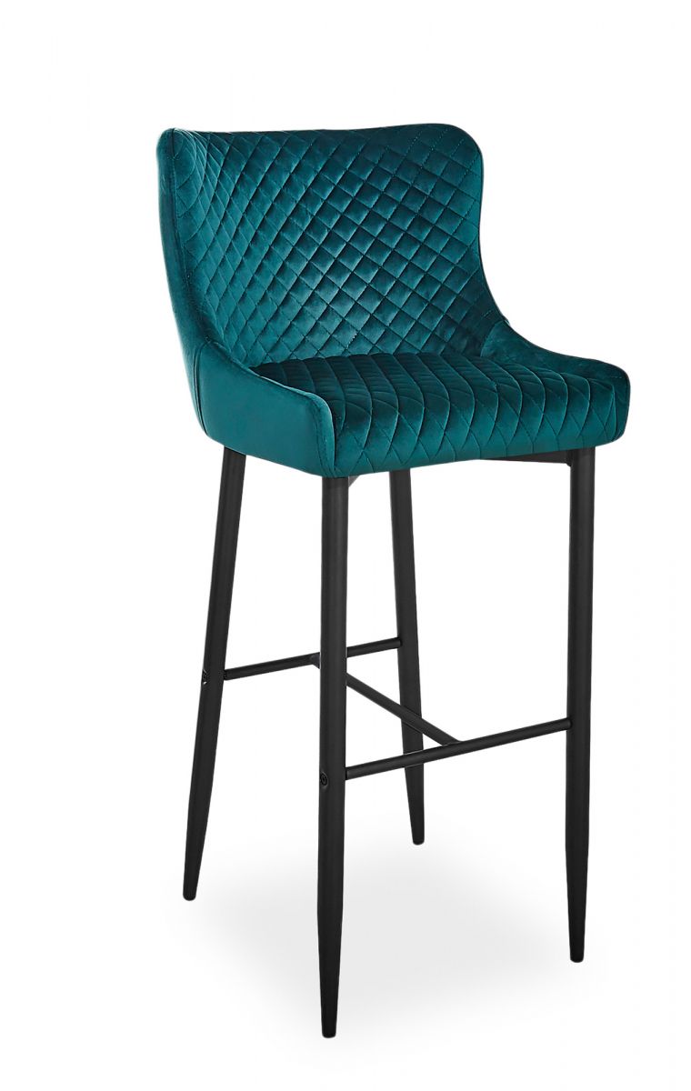 Barová stolička Colin B Velvet H-1 - zelená / čierna - nabbi.sk