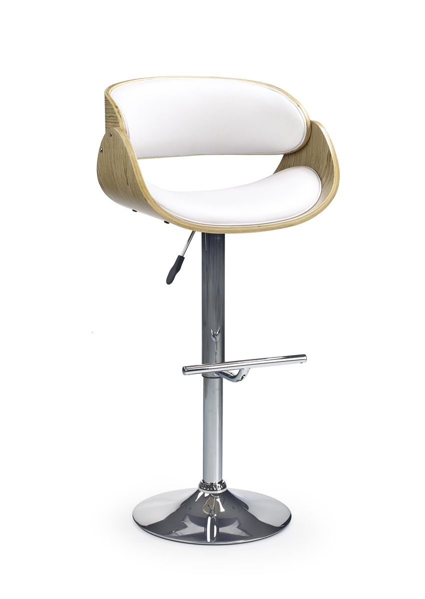 Barová stolička H-43 - dub svetlý / biela / chróm - nabbi.sk