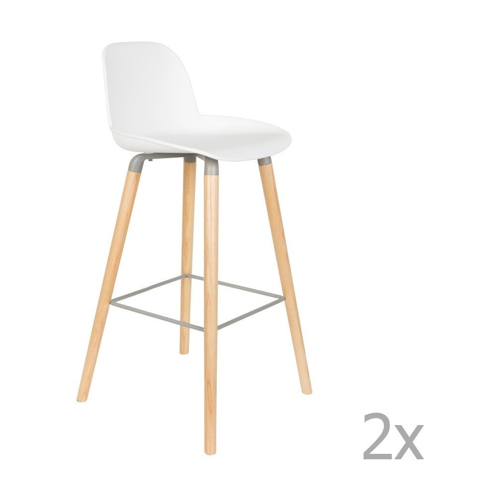 Sada 2 bielych barových stoličiek Zuiver Albert Kuip, výška sedu 75 cm - Bonami.sk
