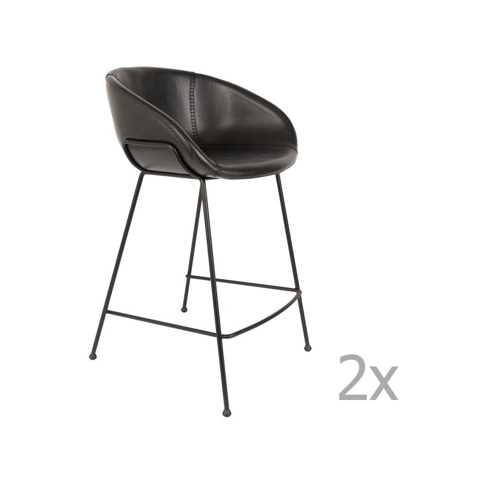 Sada 2 čiernych barových stoličiek Zuiver Feston, výška sedu 65 cm - Bonami.sk