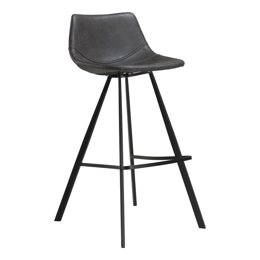 Sivá barová stolička z eko kože s čiernou kovovou podnožou DAN–FORM Denmark Pitch, výška 98 cm - Bonami.sk