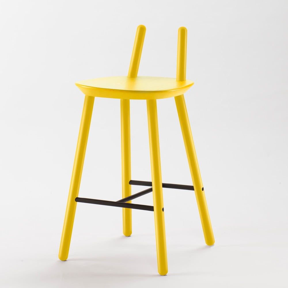 Žltá barová stolička z masívu EMKO Naïve - Bonami.sk