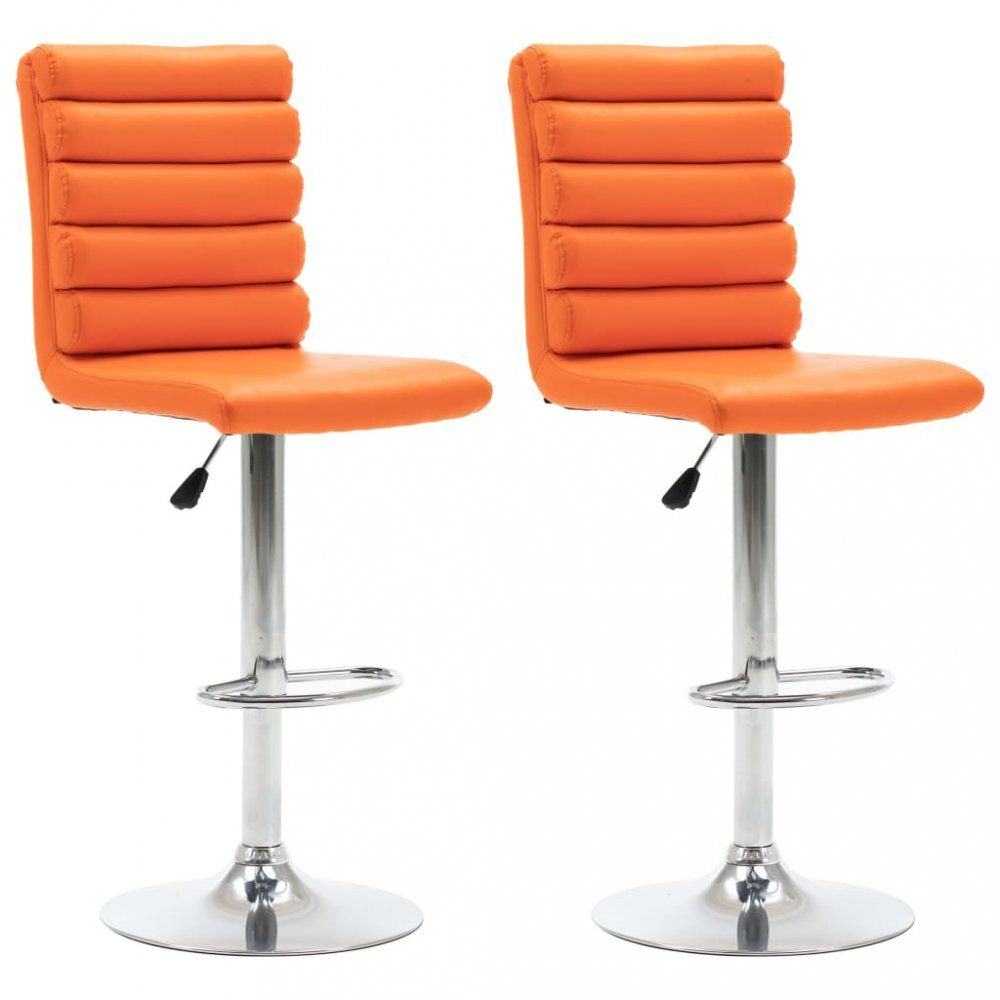 Barové stoličky 2 ks umelá koža / chróm Dekorhome Oranžová - dekorhome.sk