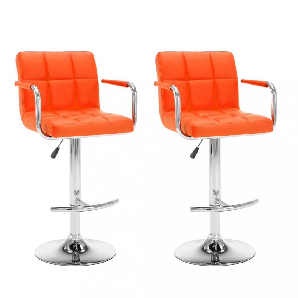 Barové stoličky 2 ks umelá koža / kov Dekorhome Oranžová - dekorhome.sk