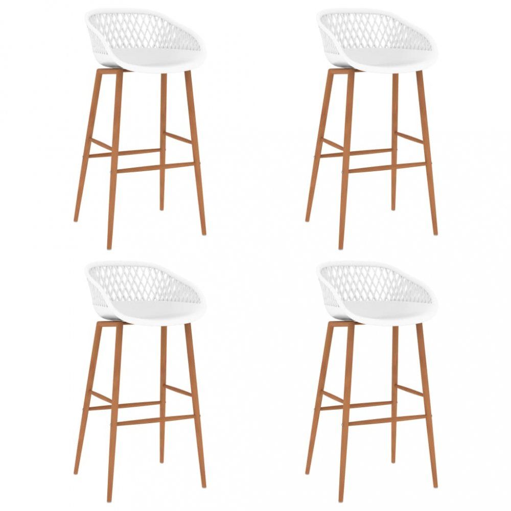 Barové stoličky 4 ks plast / kov Dekorhome Biela / hnedá - dekorhome.sk