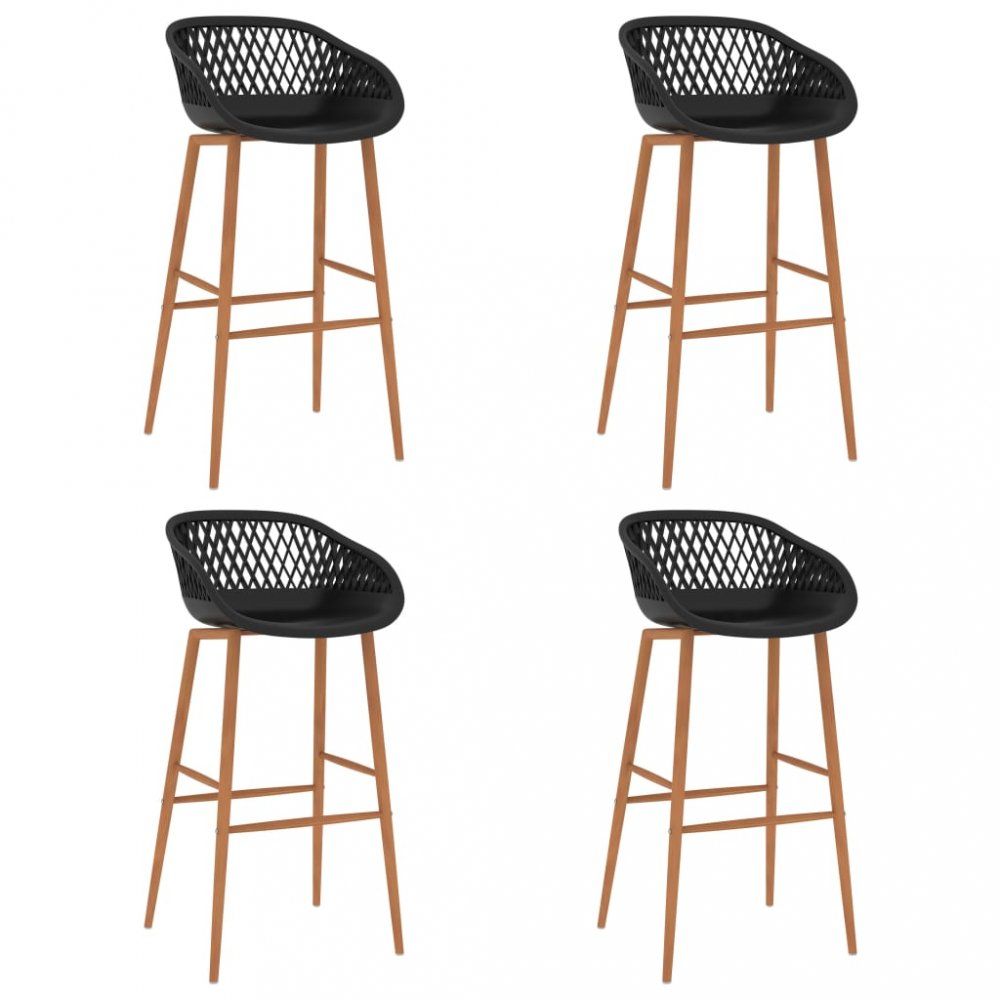 Barové stoličky 4 ks plast / kov Dekorhome Čierna / hnedá - dekorhome.sk