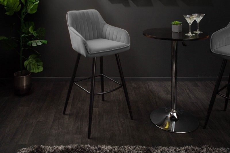 LuxD Dizajnová barová stolička Esmeralda sivý zamat - ESTILOFINA.SK