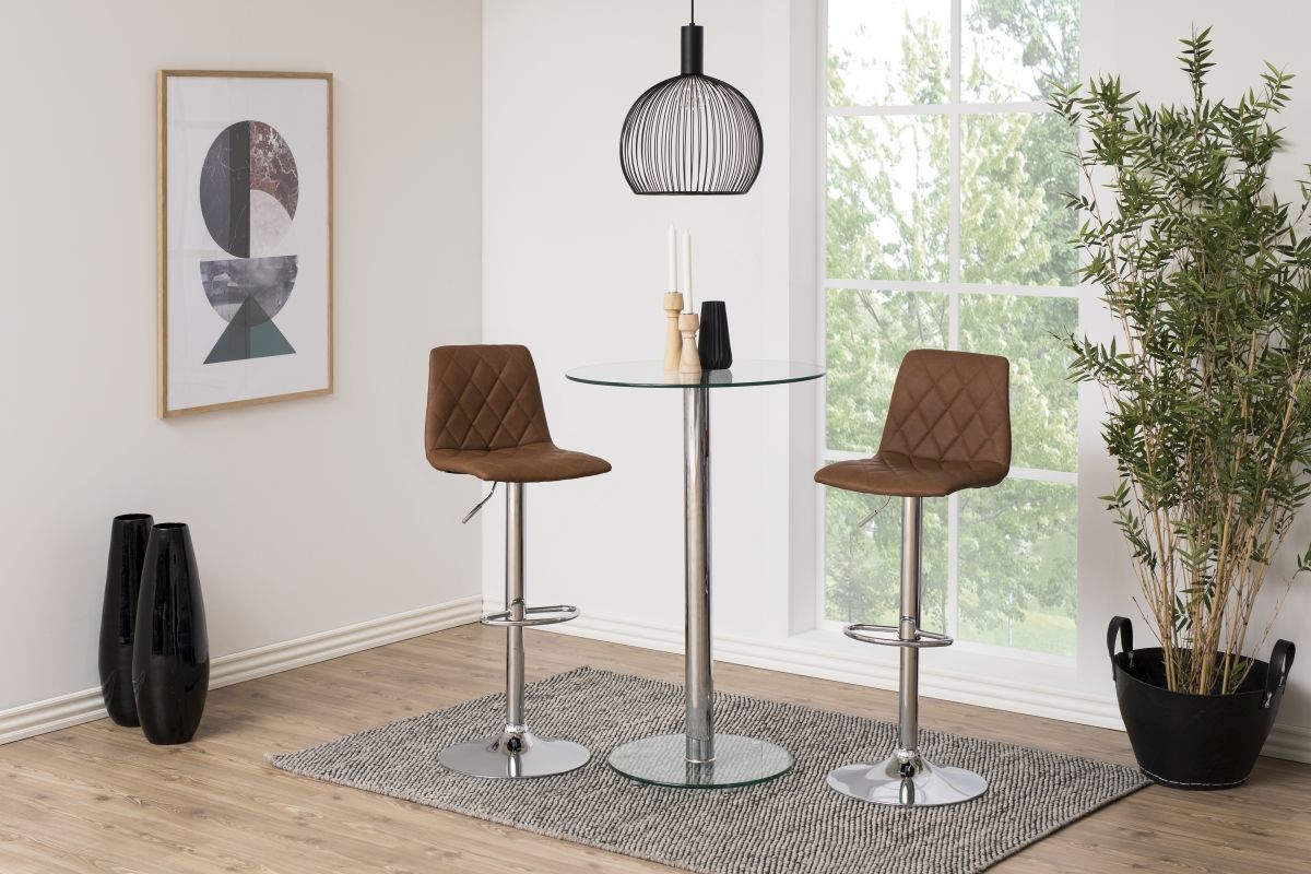 Dkton Dizajnová barová stolička Nashota, svetlo hnedá-chrómová  - ESTILOFINA.SK