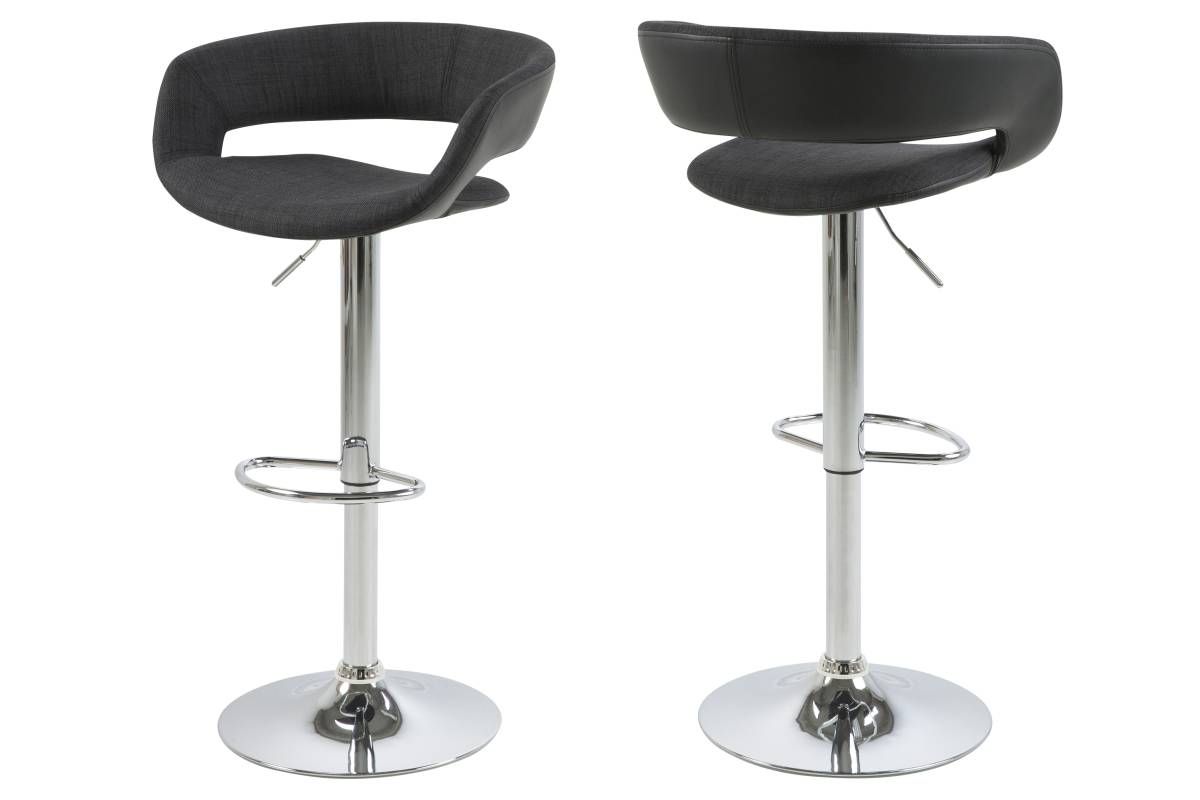 Dkton Dizajnová barová stolička Natania, antracitová, čierna a chrómová - ESTILOFINA.SK