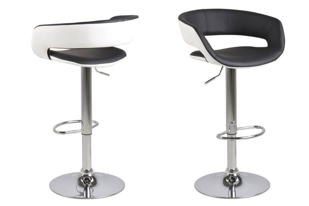 Dkton Dizajnová barová stolička Natania, bielo čierna a chrómová - ESTILOFINA.SK