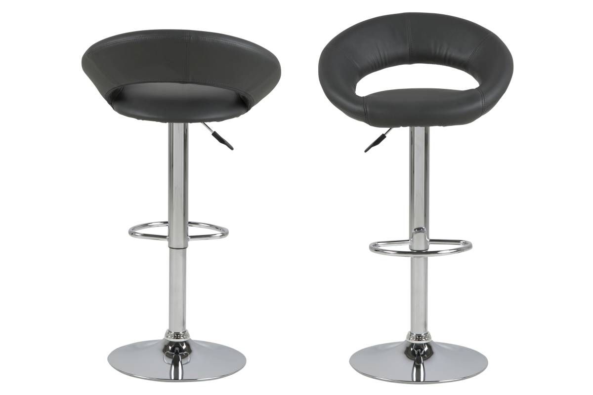 Dkton Dizajnová barová stolička Navi, šedá a chrómová - ESTILOFINA.SK