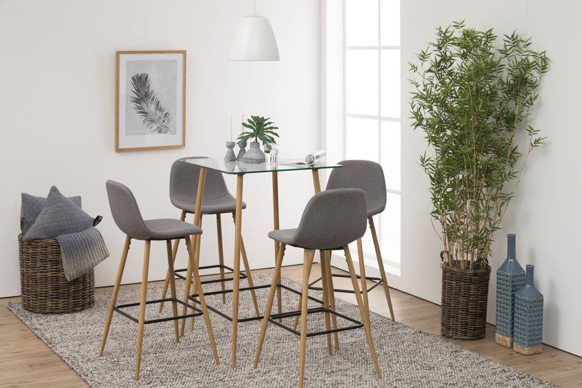 Dkton Dizajnová barová stolička Nayeli, svetlo šedá a prírodná - ESTILOFINA.SK