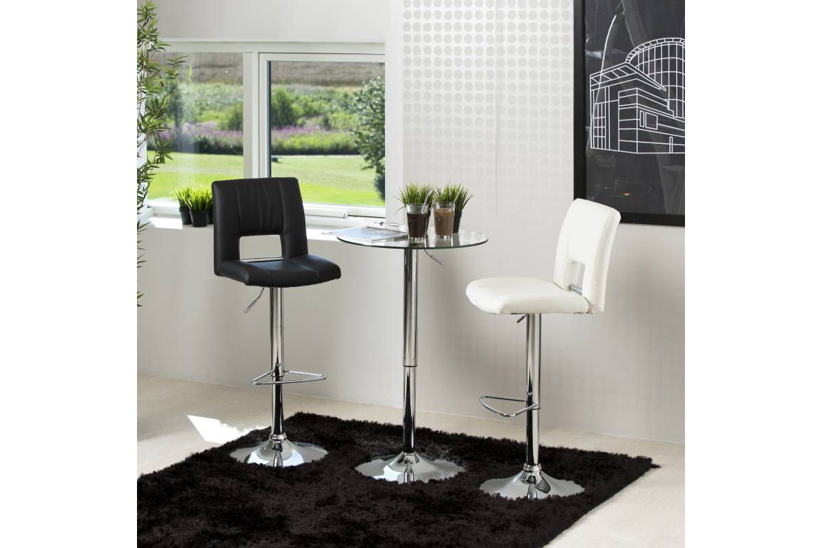 Dkton Dizajnová barová stolička Nerine, čierna a chrómová-ekokoža - ESTILOFINA.SK
