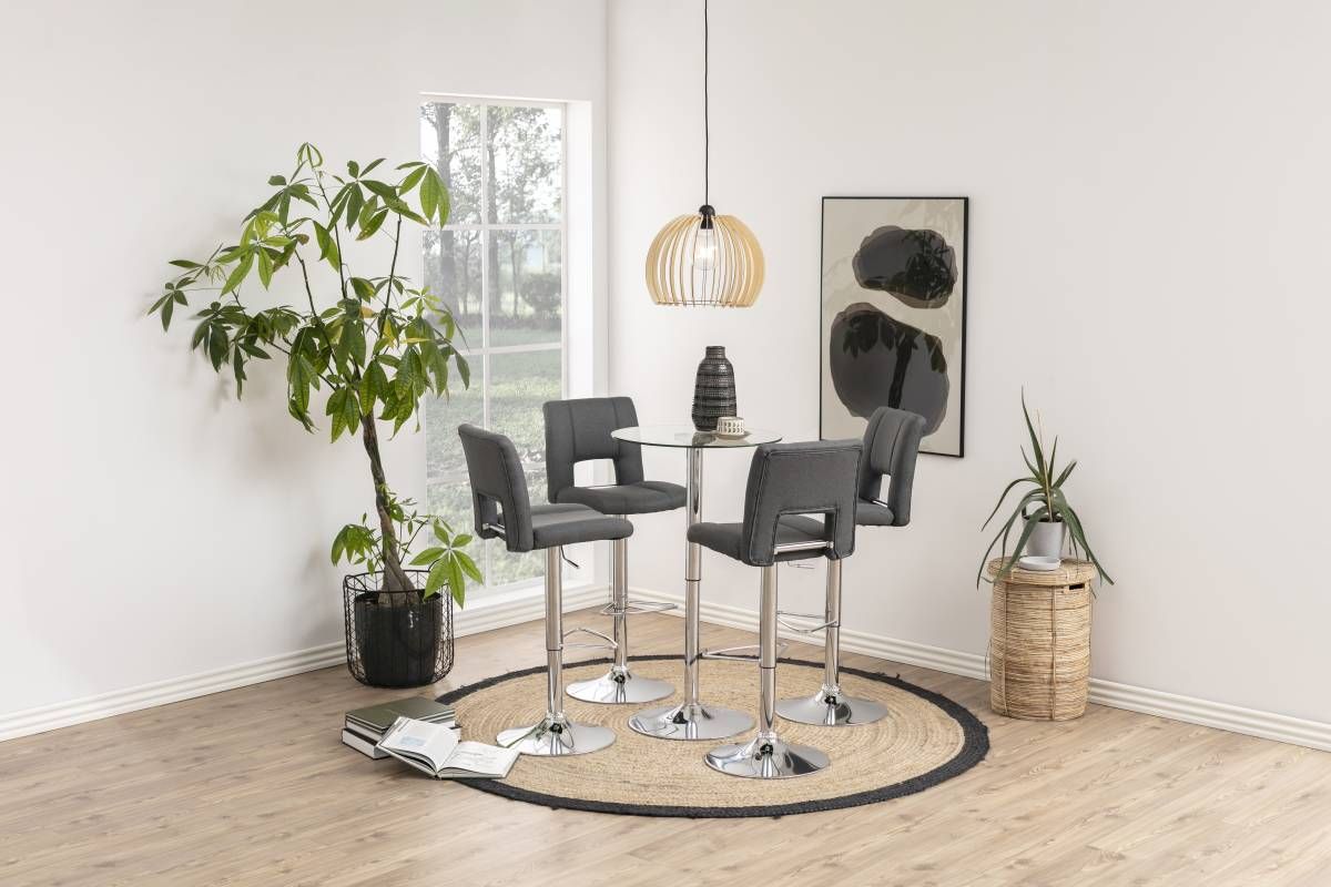 Dkton Dizajnová barová stolička Nerine, tmavo šedá a chrómová-tkanina - ESTILOFINA.SK