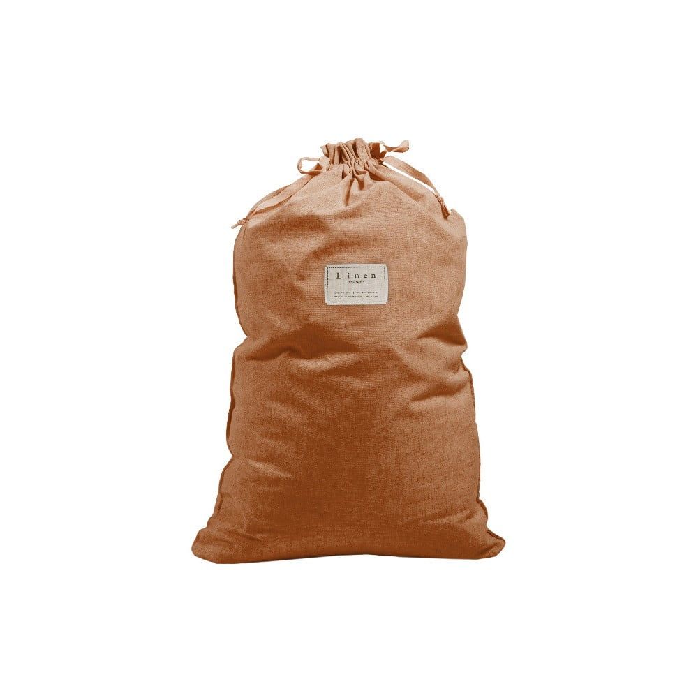 Látkový vak na bielizeň s prímesou ľanu Linen Couture Bag Terracota, výška 75 cm - Bonami.sk