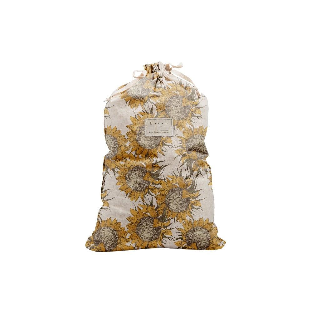 Látkový vak na bielizeň s prímesou bavlny Linen Couture Bag Sunflower, výška 75 cm - Bonami.sk