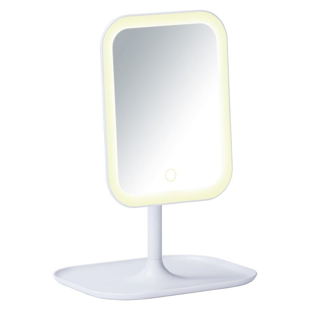 Biele kozmetické zrkadlo s LED podsvietením Wenko Bertolio - Bonami.sk