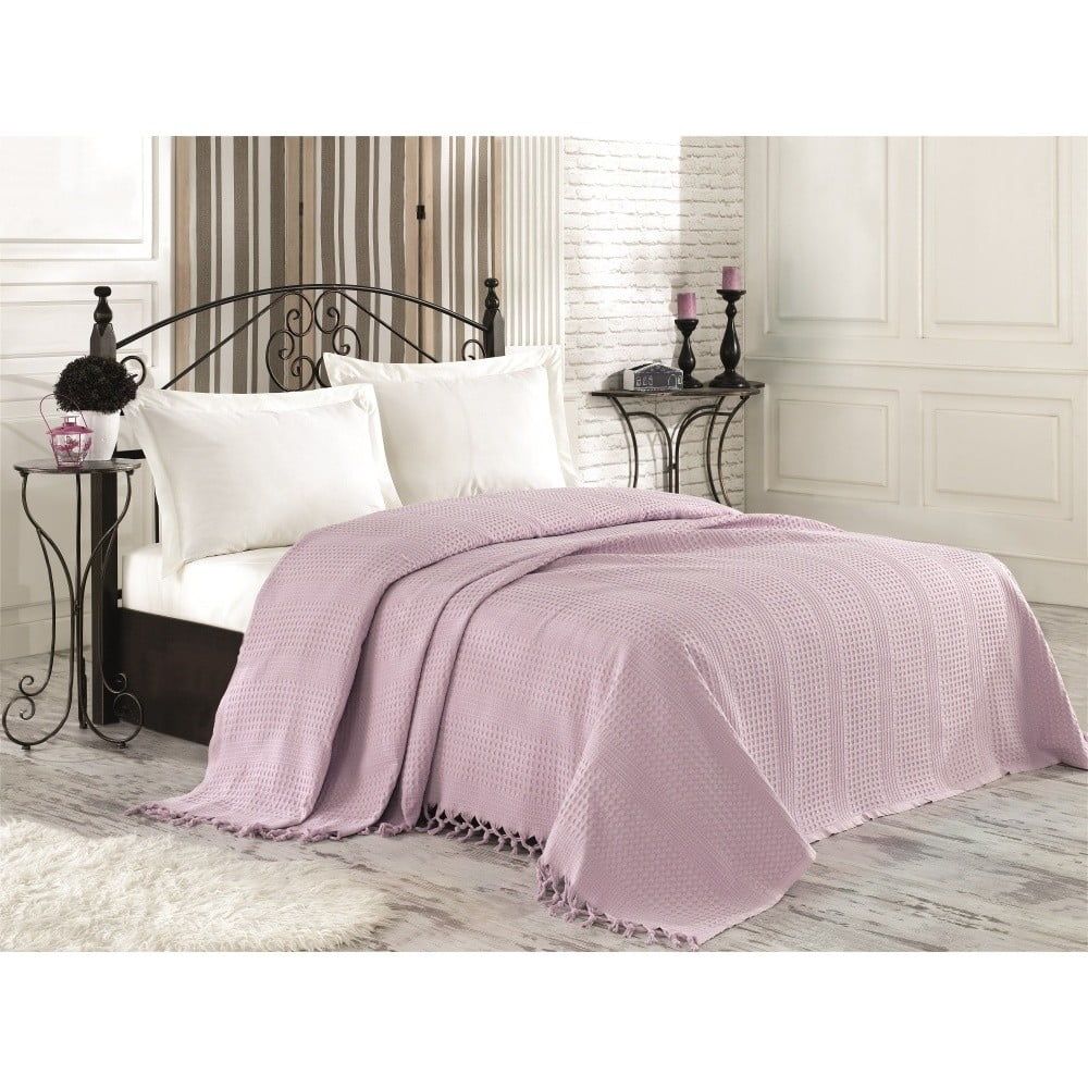 Svetlofialový bavlnený pléd cez posteľ na dvojlôžko Tarry, 220 × 240 cm - Bonami.sk