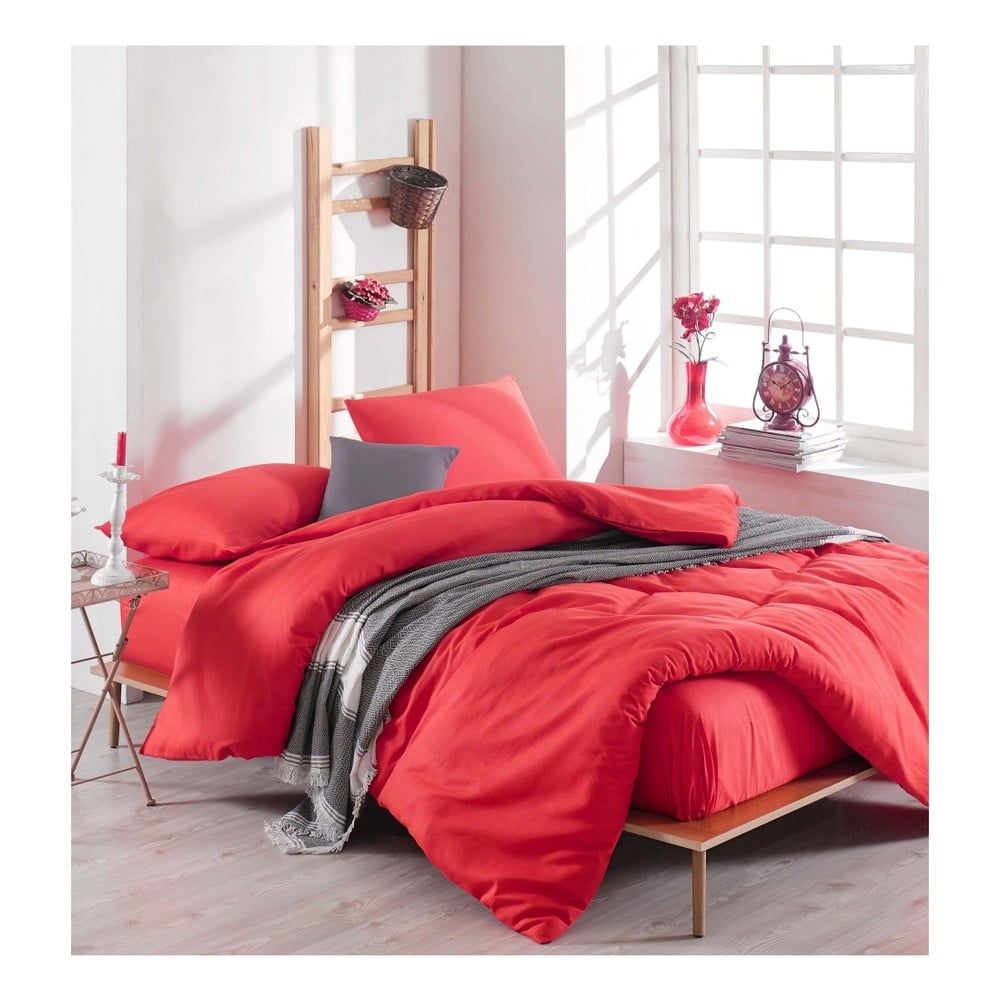 Set červenej obliečky s plachtou na dvojlôžko Basso Rojo, 200 × 220 cm - Bonami.sk